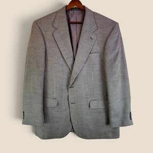 Vintage Houndstooth Blazer Tailors Row 41R Black White Silk Wool Sport Coat